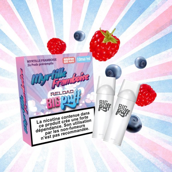 Cartouche Myrtille Framboise 20 mg - Big Puff Reload (Pack 2)
